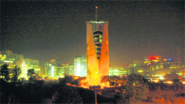 A view of Gurgaon city at night