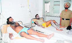 Jail inmates with burns injuries being treated at the Government Rajindra Hospital in Patiala on Tuesday.