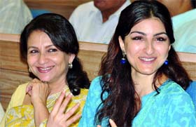 Bollywood actresses Sharmila Tagore, Soha Ali Khan at  functions in New Delhi on Tuesday.