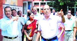Principal Secretary, Health, Rajan Gupta inspects the site for Kalpana Chawla Medical College in Karnal on Tuesday.