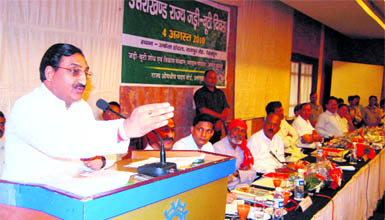Uttarakhand Chief Minister Ramesh Pokhriyal Nishank addresses a workshop on herbs in Dehradun on Wednesday.