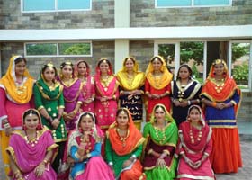 The students of Guru Nanak College for Girls celebrating Teej