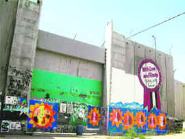 The graffiti has symbols of protest, pictures and quotes from world leaders sending out silent signals of disapproval. 