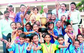 The SGRR Race Course football team that won the SGRR Sahodaya Complex Sub-junior Football Tournament in Dehradun on Thursday