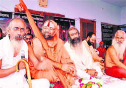 Saints at a meeting in Haridwar on Thursday.