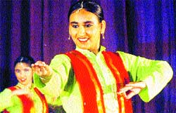 Schoolchildren present a dance item in Amritsar.
