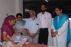 The newly-born baby being attended to at the hospital on Friday