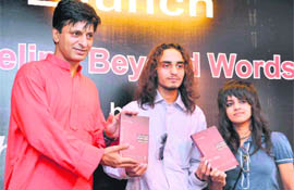Abhishek Kothari (middle) at the launch of his book A Feeling Beyond Words at Dehradun on Friday.