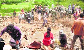 Rescue operations launched by the Army in Leh.