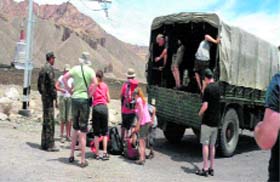 foreign tourists stranded in Leh being shifted to safer places.