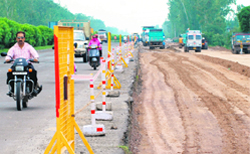 The Rajpura-Jalandhar highway being widened after cutting of trees in Fatehgarh Sahib