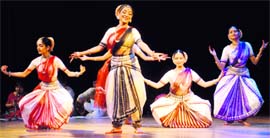 Odissi dancer Madhavi Mudgal performs at the Tagore Theatre in Chandigarh 