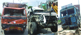 The vehicles involved in the accident at Rajouri Garden in west Delhi 
