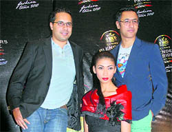 L-R Shantanu, model Lakshmi Rana & Nikhil