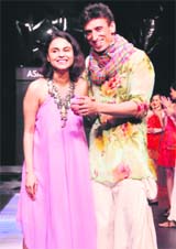 Rahul Dev walks the ramp with designer Asmita Marwah