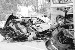The mangled remains of the Indigo car on the Rajpura Patiala GT Road