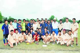 The winning teams in the senior and junior categories in the CBSE Sahodaya Complex Inter School Football Tournament in Dehradun