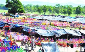 The colourful Kanwar mela market in Pantdeep
