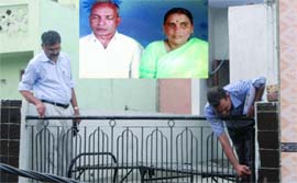 Police officials looking for clues in the house at Vivek Vihar in New Delhi on Tuesday.