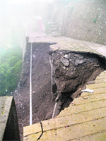 The damaged link road in Landour Cantt Board