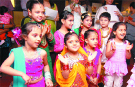 Children participate in a talent hunt contest, organised by the JCI Jalandhar