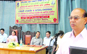 A researcher addresses a two-day national conference sponsored by the UGC commenced on Tuesday at SCD Govt College in Ludhiana.