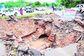 The Chandigarh Municipal Corporation’s preparations for the rains have proved to be hollow, as the authorities have failed to repair the storm water pipeline, which has been lying damaged for the past 10 days in Sector 26, Chandigarh