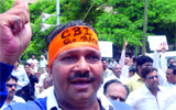 BJP supporters protest against the CBI and the UPA government near CBI headquaters in New Delhi