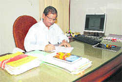 UK Panda in his new office at Patiala on Wednesday.