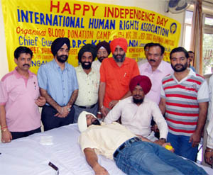 The International Human Rights Association today organised a blood donation camp in which 25 persons donated blood.