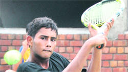 A player in action during a match at the CLTA, Sector 10, Chandigarh, on Friday.