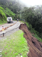 The damaged Mussoorie-Barlowganj road.