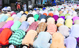 A view of Ramzan prayers at Jwalapur in Haridwar