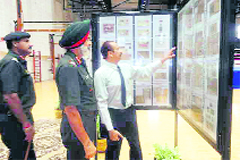 Lt Gen RS Sujlana, Commandant, IMA, at a philately exhibition in the academy 