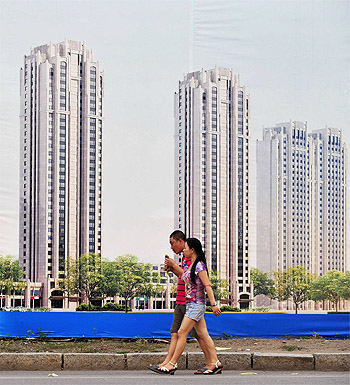 Chinas industrial muscle rested on slave labour. Picture shows skyscrapers in Shenyang.
