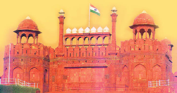 The Indian Tricolour flutters atop The Red Fort