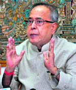 Finance Minister Pranab Mukherjee at a press conference in New Delhi on Saturday