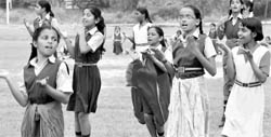 School students rehearse in Mohali on Saturday