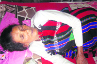 Kabutari Devi, legendary folk singer of Uttarakhand, at the governmment hospital in Pitthoragarh. 