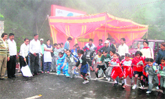 A cross-country race being flagged of Palika President OP Uniyal in Mussoorie