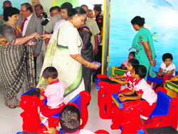 Governor Margaret Alva with tiny tots at the inauguration of Shishu Vihar in Dehradun 