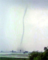 A tornado-like phenomenon witnessed at Ahlisadar village in Fatehabad on Friday.