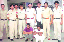 Police team with the accused at the City Police Station in Bahadurgarh.