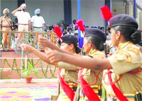 Punjab Finance Minister Manpreet Singh Badal during the 64th Independence Day celebration at the Yadavindra Stadium in Patiala