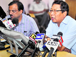 NS Napalchayal, Chief Secretary, briefs mediapersons about the Uttarakhand Cabinet meeting in Dehradun on Tuesday