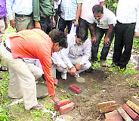 Foundation stone of a housing colony being laid in Pitthoragarh on Tuesday