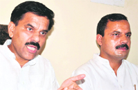 Harsh Dev Singh, senior JKNPP leader, addresses mediapersons in Jammu