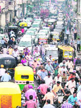 Traffic came to a halt on the Domoria Bridge following heavy rain on Wednesday. 