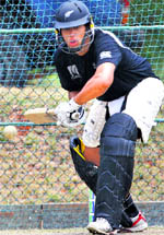 New Zealand captain Ross Taylor bats in the nets on Wednesday