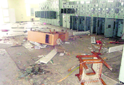 The damaged substation at Nagura village in Jind